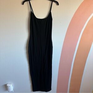 Reformation black ribbed midi dress